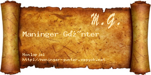 Maninger Günter névjegykártya